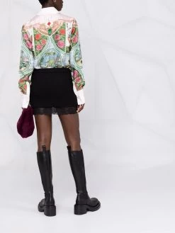 Saint Laurent lace-trim bouclé miniskirt