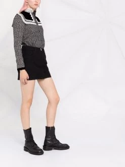 Saint Laurent lace-trim floral-print blouse