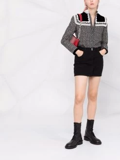 Saint Laurent lace-trim floral-print blouse