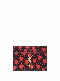 Saint Laurent heart-print leather cardholder
