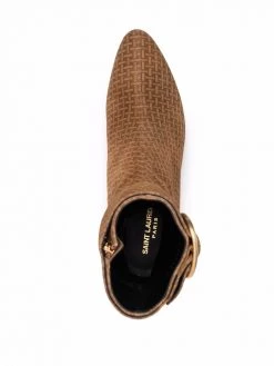 Saint Laurent woven pattern print boots