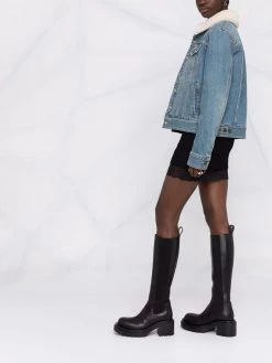 Saint Laurent shearling-collar denim jacket