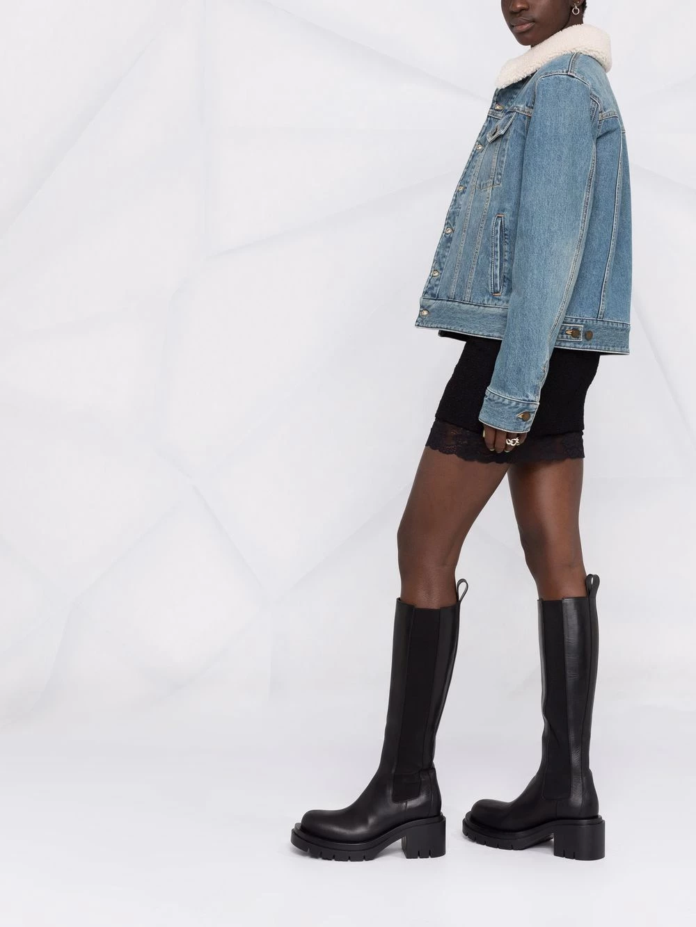 Saint Laurent shearling-collar denim jacket