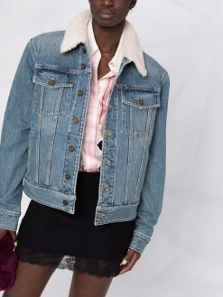 Saint Laurent shearling-collar denim jacket