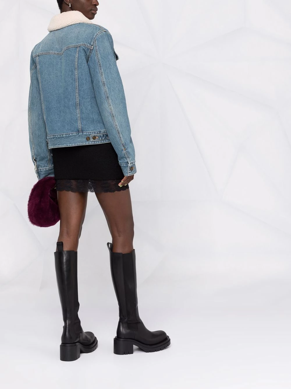 Saint Laurent shearling-collar denim jacket