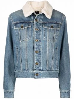 Saint Laurent shearling-collar denim jacket