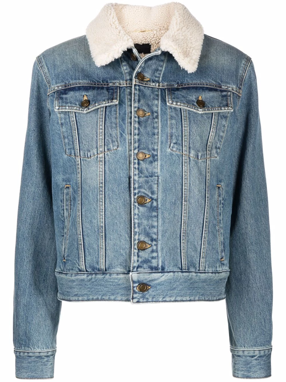 Saint Laurent shearling-collar denim jacket
