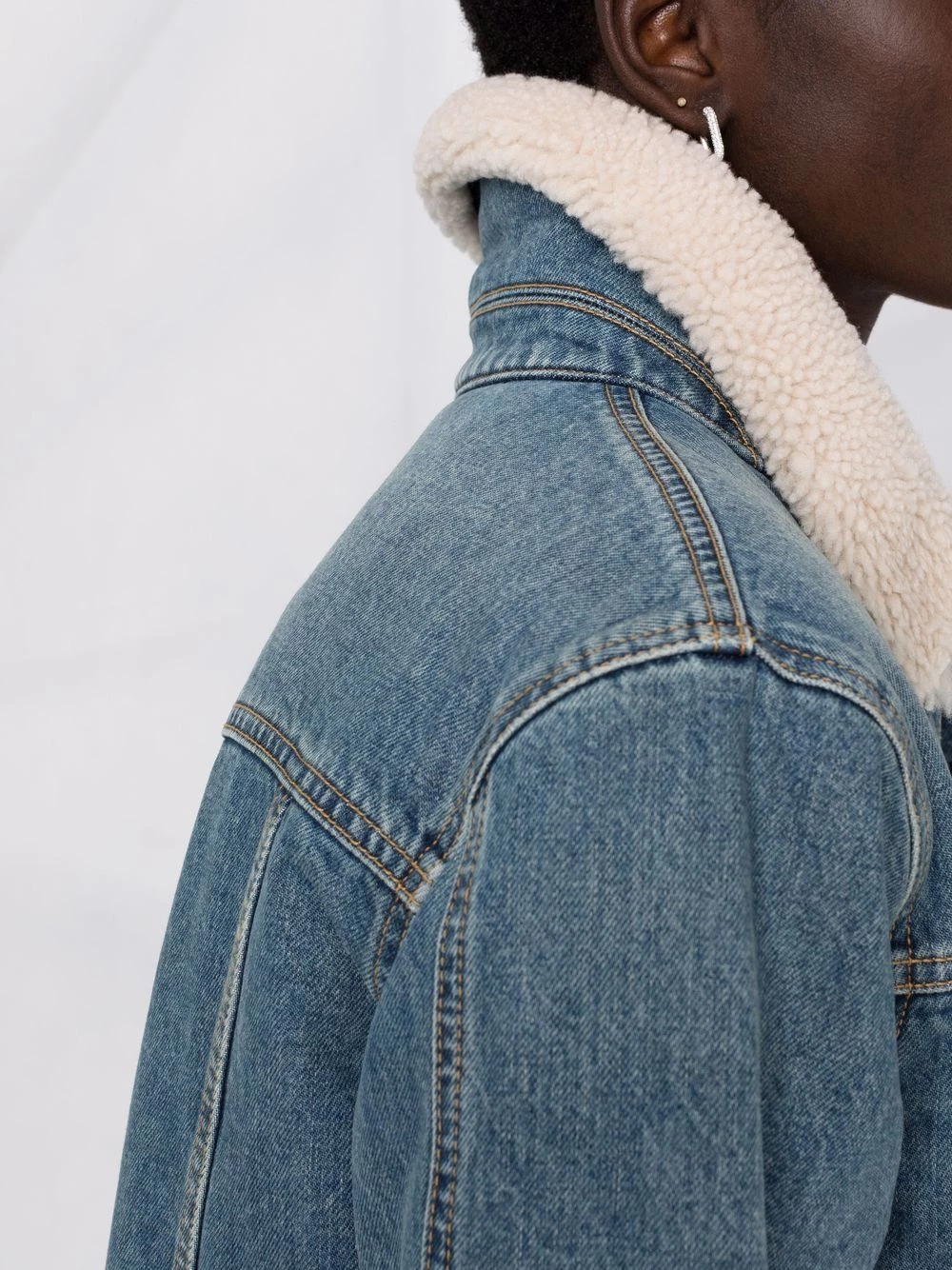 Saint Laurent shearling-collar denim jacket
