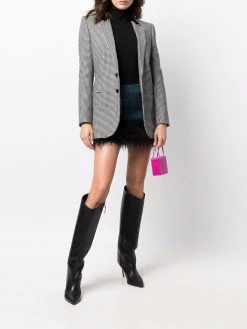 Saint Laurent faux-fur trim tweed skirt