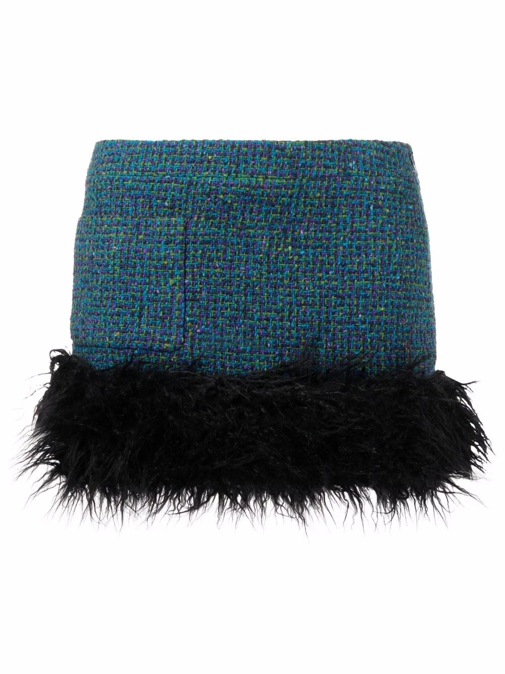 Saint Laurent faux-fur trim tweed skirt