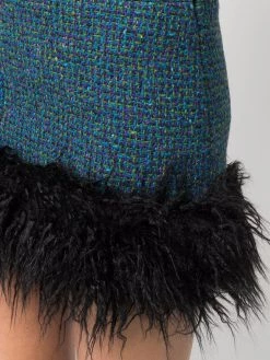 Saint Laurent faux-fur trim tweed skirt