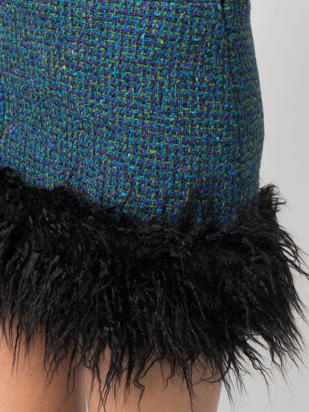 Saint Laurent faux-fur trim tweed skirt