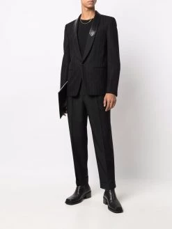 Saint Laurent leather-lapel striped blazer