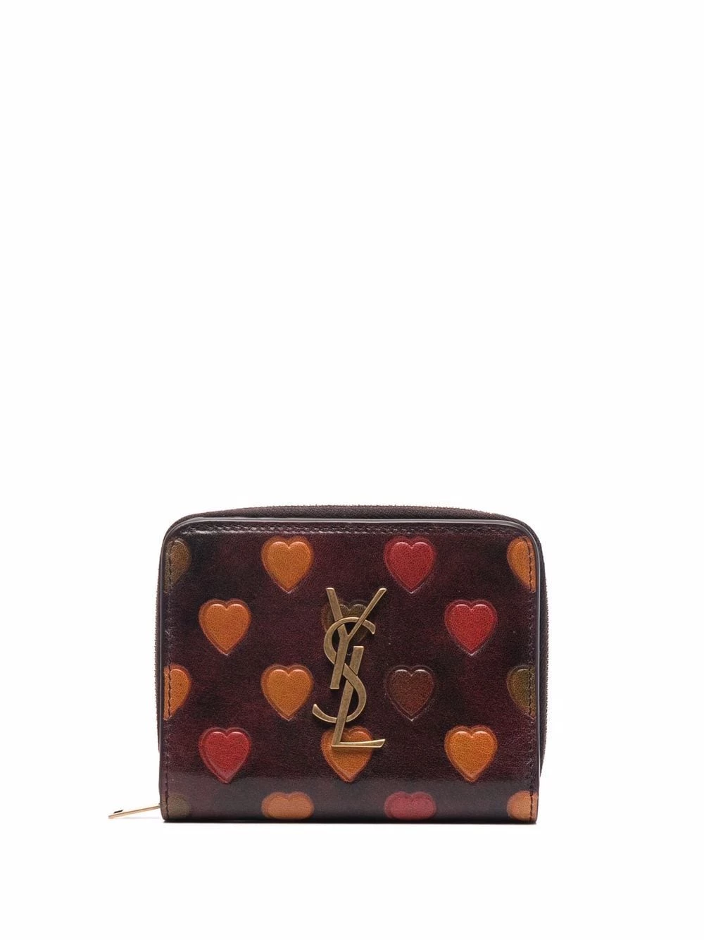 Saint Laurent heart-embossed YSL zip purse