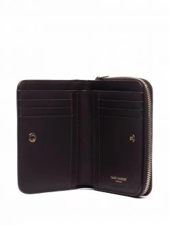 Saint Laurent heart-embossed YSL zip purse