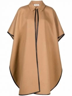 Saint Laurent contrast-trim mid-length coat