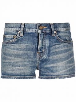 Saint Laurent stonewashed denim shorts