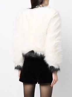 Saint Laurent contrast-trim faux-fur jacket