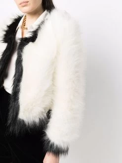 Saint Laurent contrast-trim faux-fur jacket