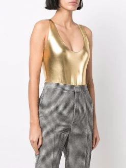 Saint Laurent metallic-effect lamé bodysuit