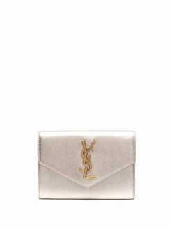 Saint Laurent logo-plaque leather wallet