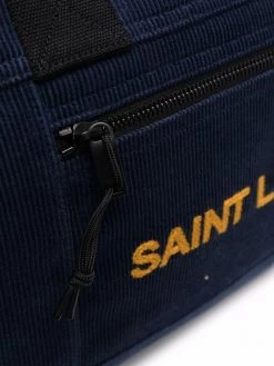 Saint Laurent logo-embroidered corduroy holdall