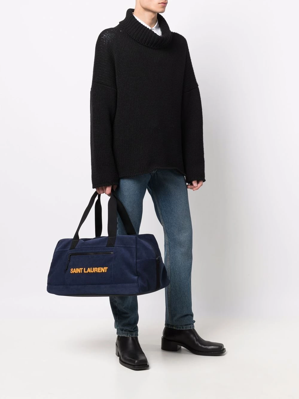 Saint Laurent logo-embroidered corduroy holdall