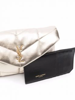 Saint Laurent Lou metallic puffer clutch
