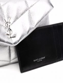 Saint Laurent quilted metallic-effect clutch bag