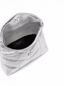 Saint Laurent quilted metallic-effect clutch bag