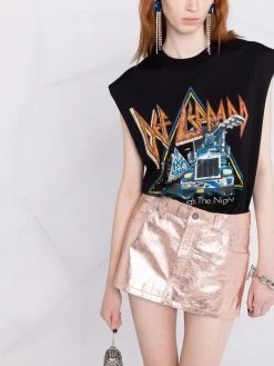 Saint Laurent lamé leather mini skirt