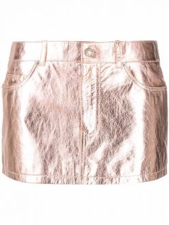 Saint Laurent lamé leather mini skirt