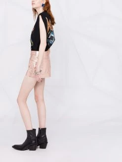 Saint Laurent lamé leather mini skirt