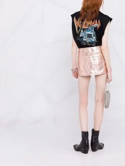 Saint Laurent lamé leather mini skirt